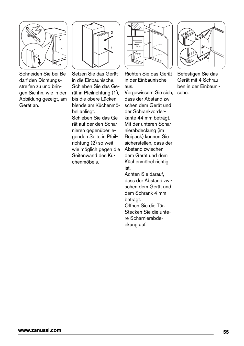Zanussi ZBB25430SA User Manual | Page 55 / 60