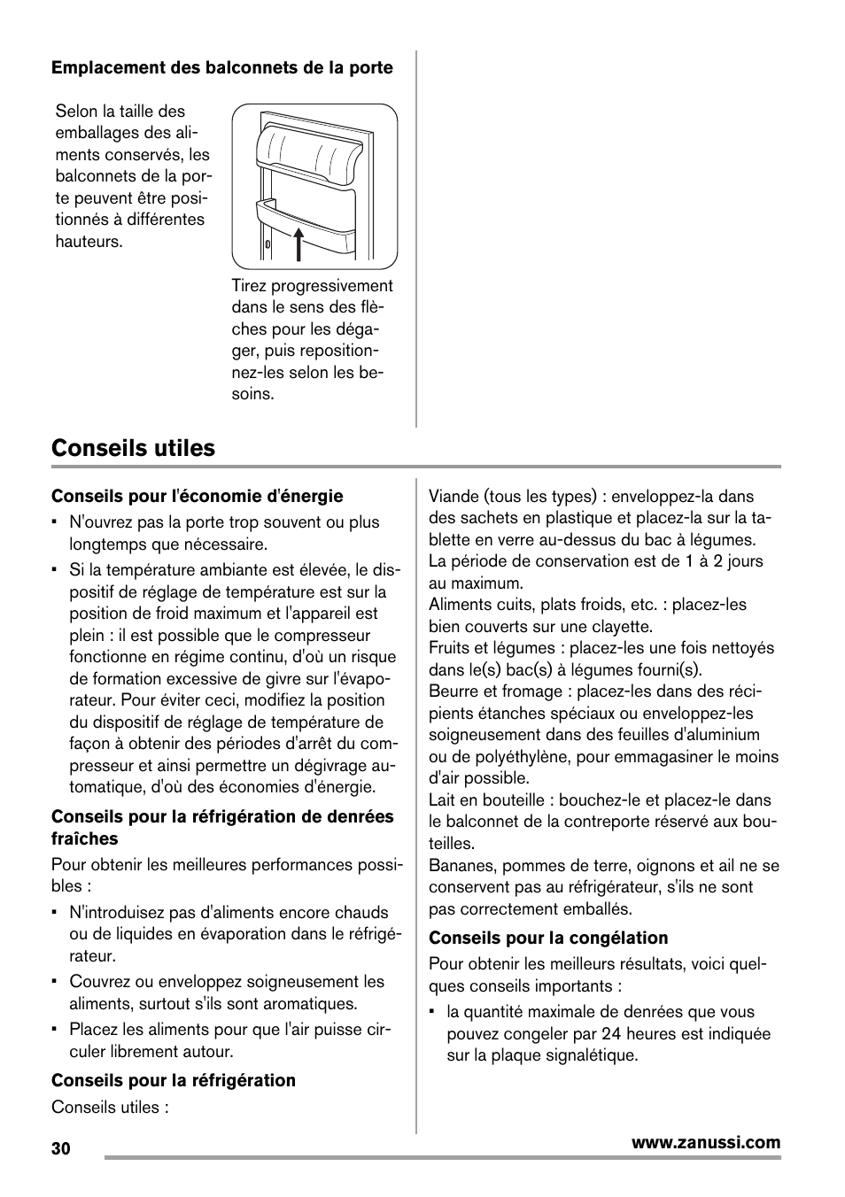 Conseils utiles | Zanussi ZBT20420SA User Manual | Page 30 / 56