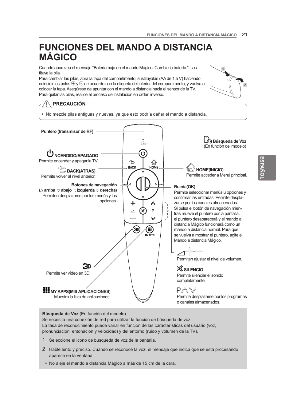 Funciones del mando a distancia mágico | LG 42LM860V User Manual | Page 149 / 276