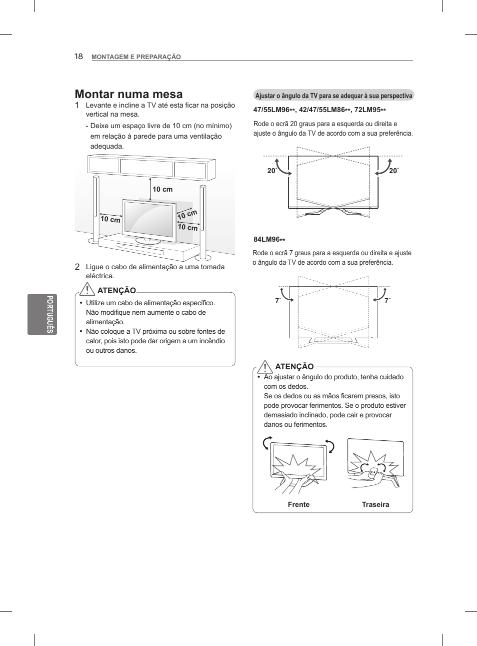 Montar numa mesa | LG 42LM860V User Manual | Page 174 / 276