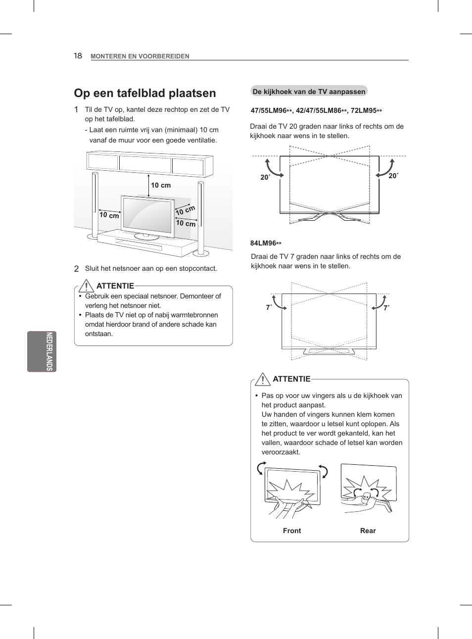 Op een tafelblad plaatsen | LG 42LM860V User Manual | Page 202 / 276