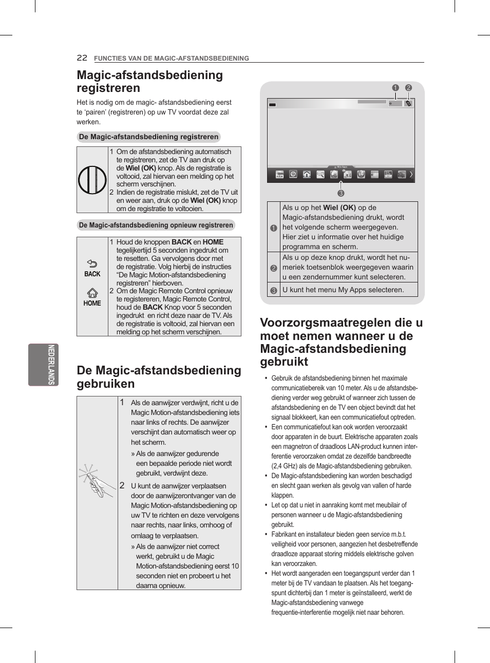 Magic-afstandsbediening registreren, De magic-afstandsbediening gebruiken | LG 42LM860V User Manual | Page 206 / 276