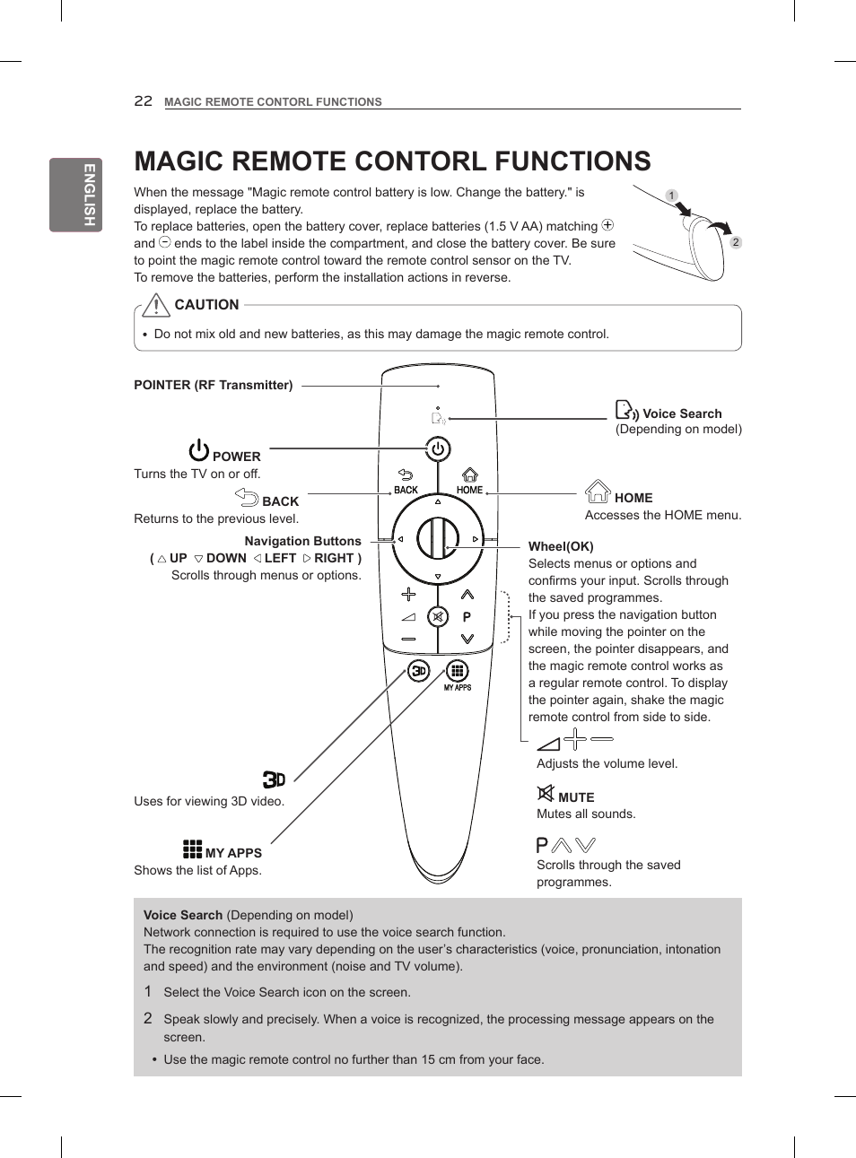 Magic remote contorl functions | LG 42LM860V User Manual | Page 32 / 276