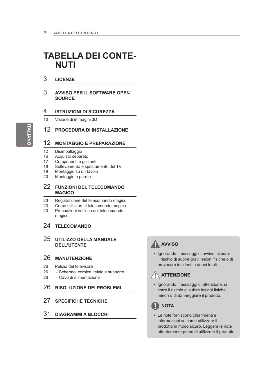 Tabella dei conte- nuti | LG 42LM860V User Manual | Page 96 / 276