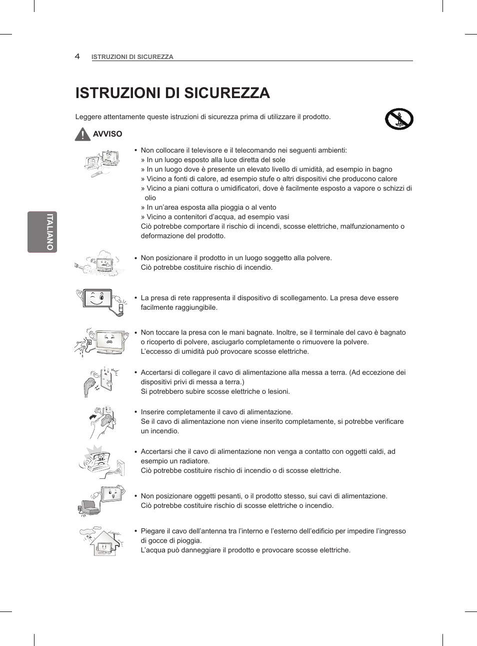 Istruzioni di sicurezza | LG 42LM860V User Manual | Page 98 / 276