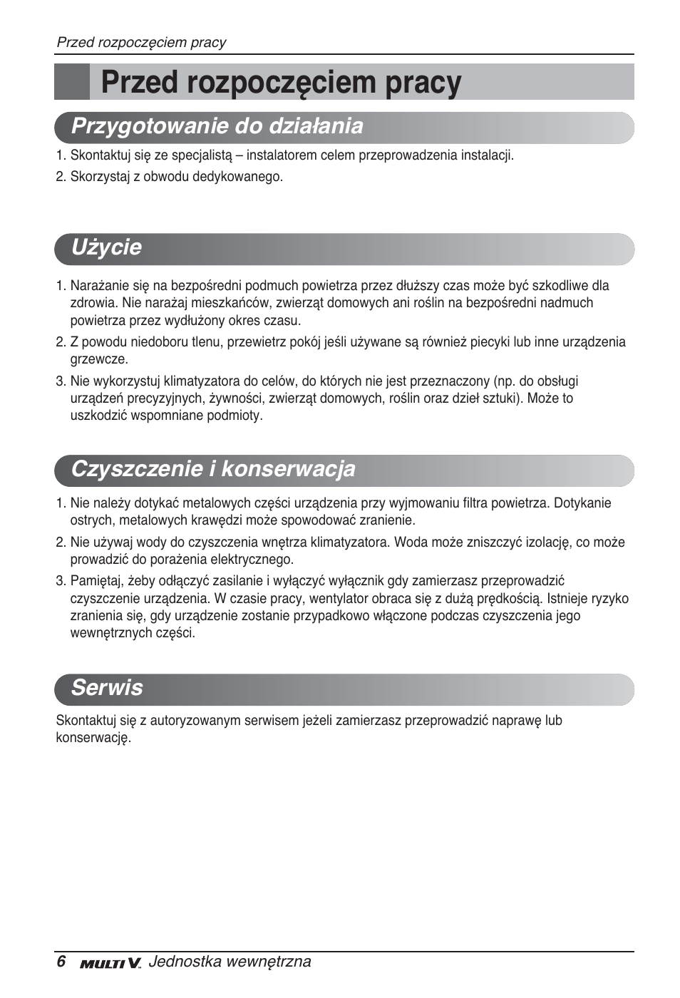 Przed rozpoczęciem pracy | LG ARNU24GSCL2 User Manual | Page 102 / 229