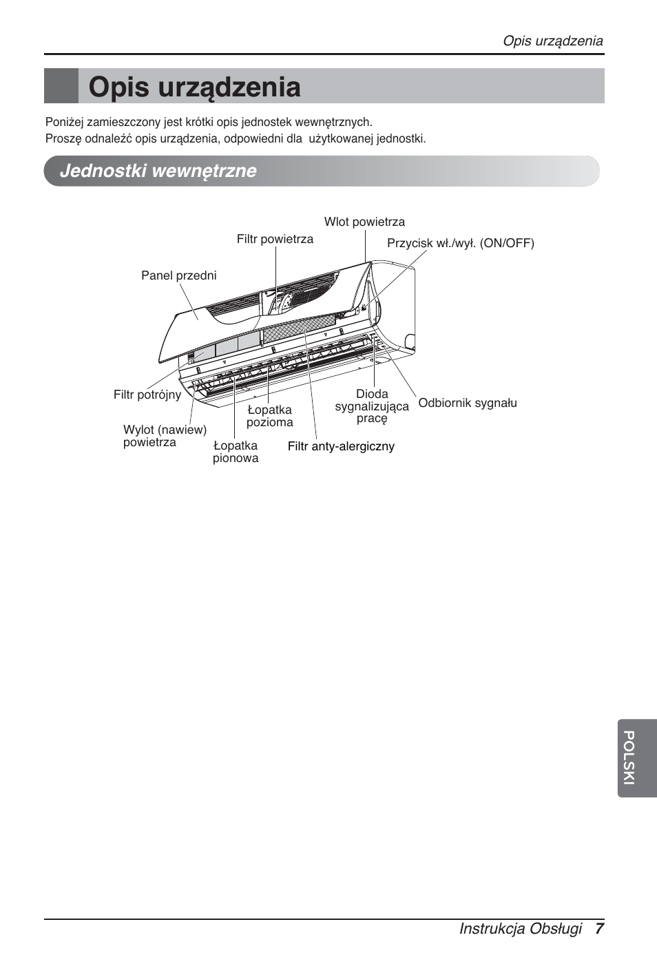 Opis urządzenia, Jednostki wewnętrzne | LG ARNU24GSCL2 User Manual | Page 103 / 229