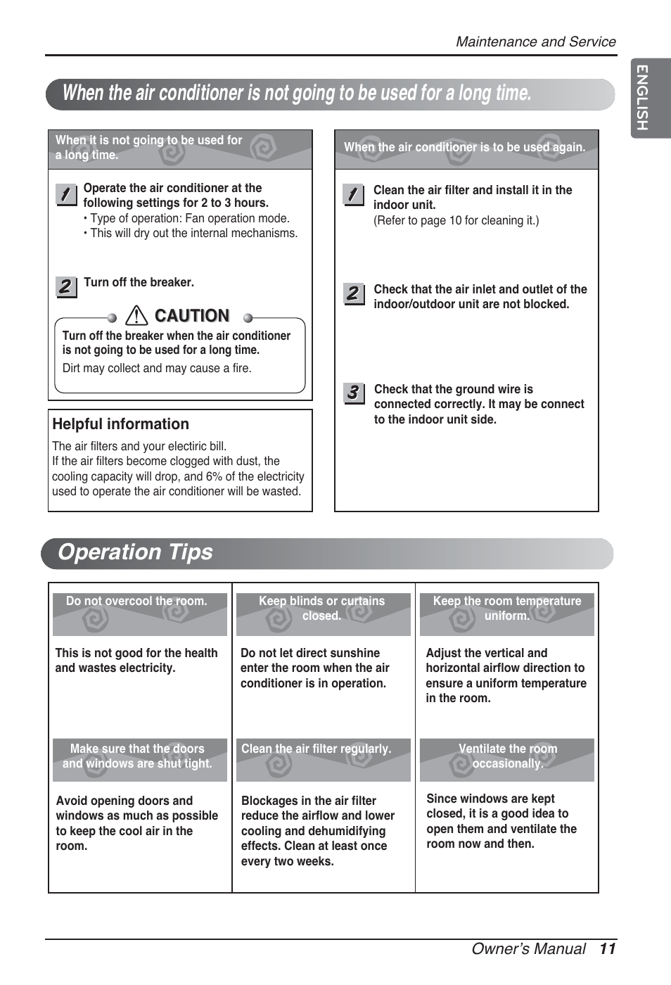 Caution | LG ARNU24GSCL2 User Manual | Page 11 / 229