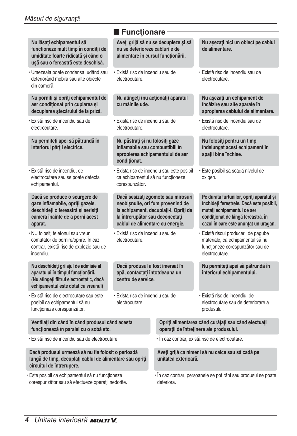 N funcţionare, 4 unitate interioară | LG ARNU24GSCL2 User Manual | Page 112 / 229
