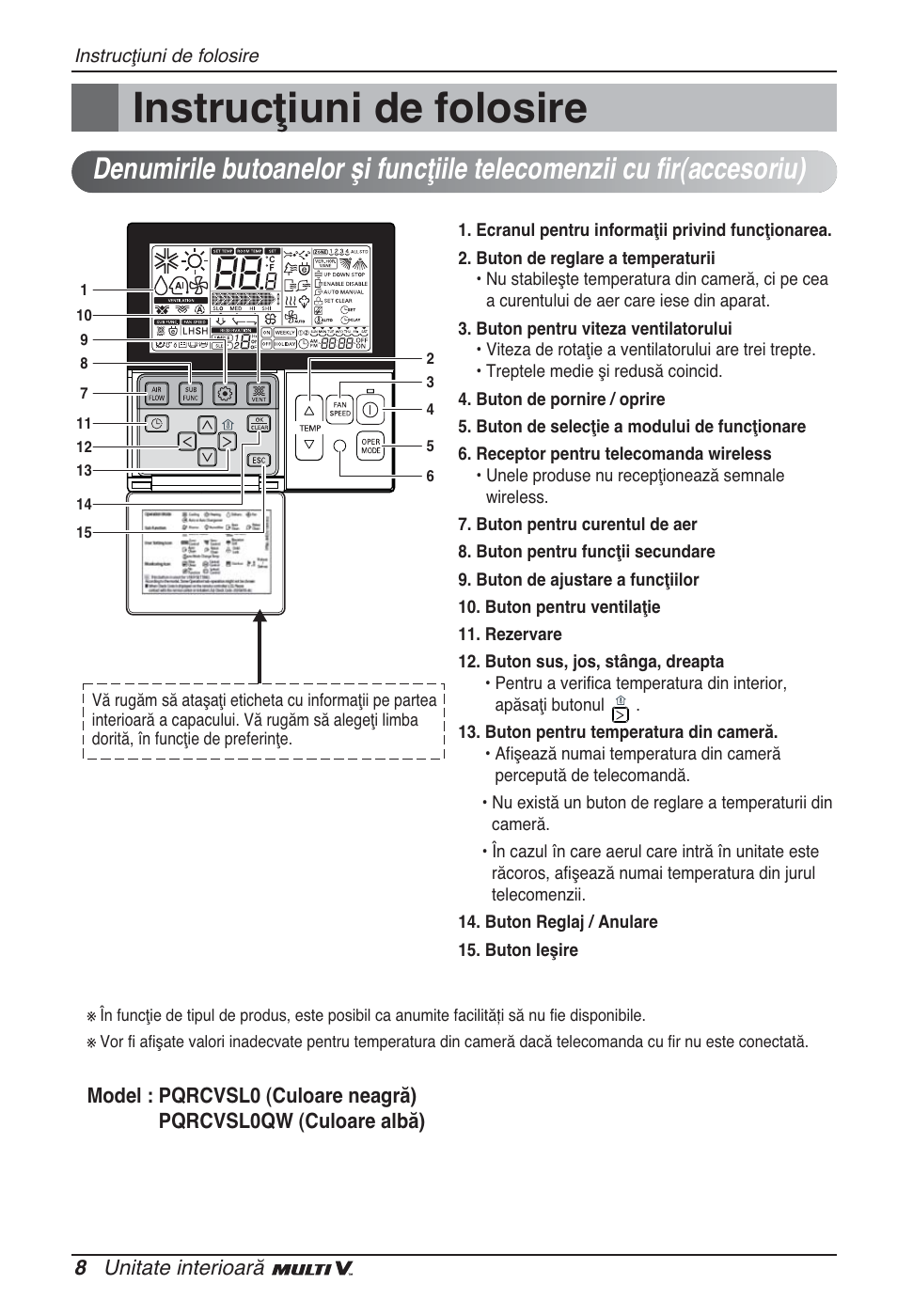 Instrucţiuni de folosire | LG ARNU24GSCL2 User Manual | Page 116 / 229