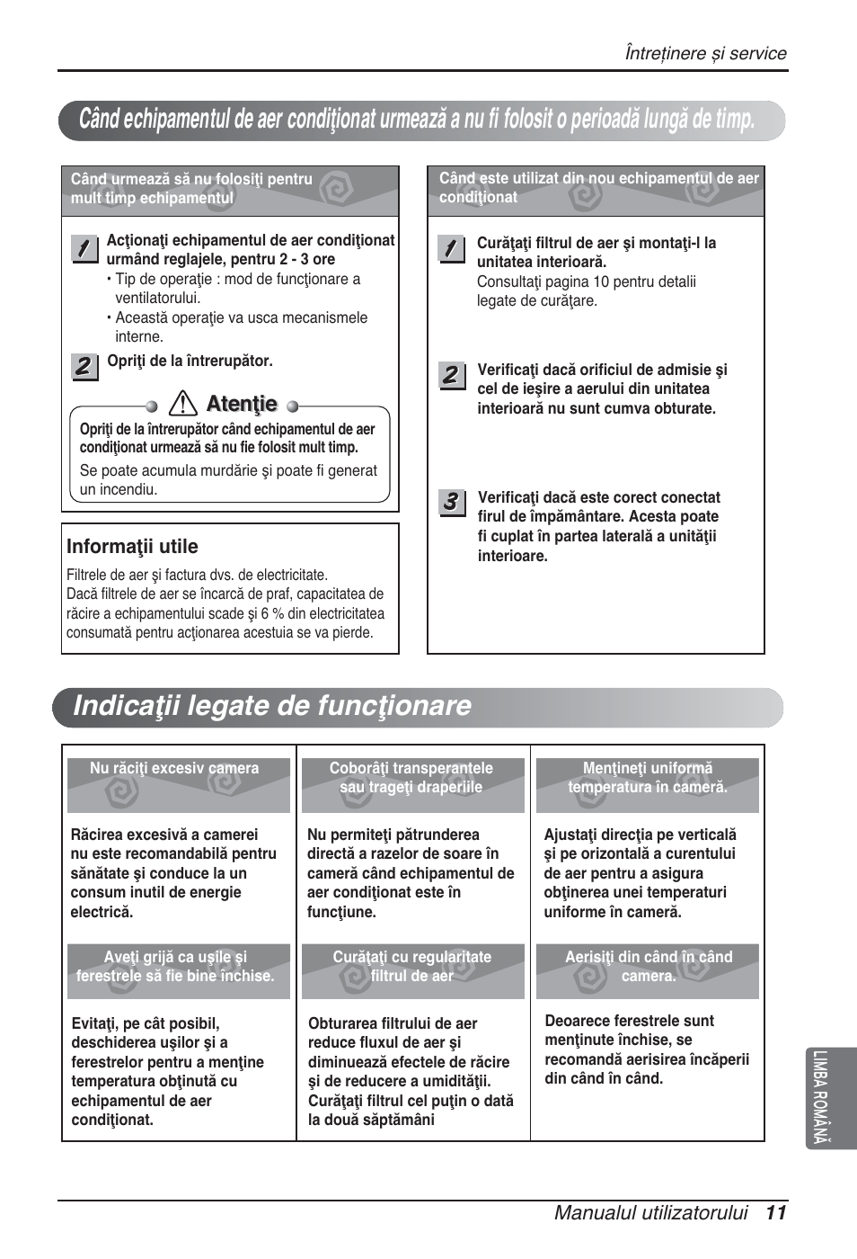 Atenţie | LG ARNU24GSCL2 User Manual | Page 119 / 229