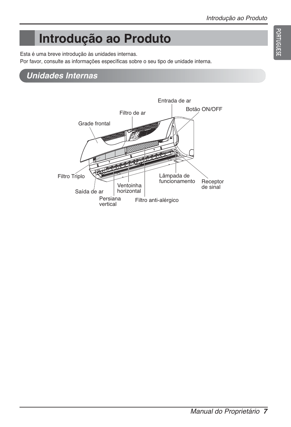 Introdução ao produto, Unidades internas | LG ARNU24GSCL2 User Manual | Page 127 / 229