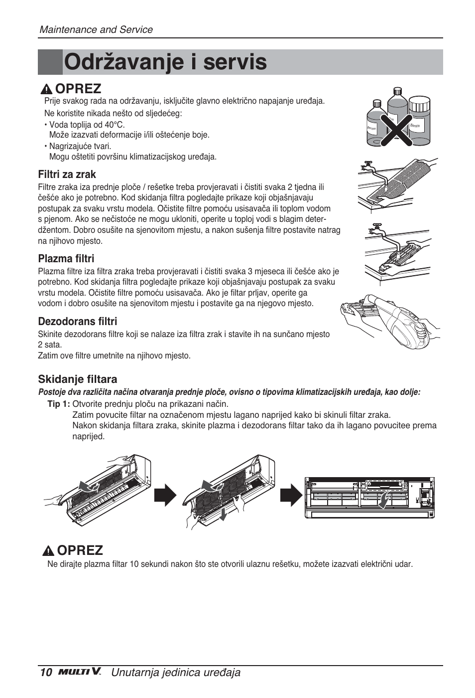 Održavanje i servis, Oprez | LG ARNU24GSCL2 User Manual | Page 178 / 229