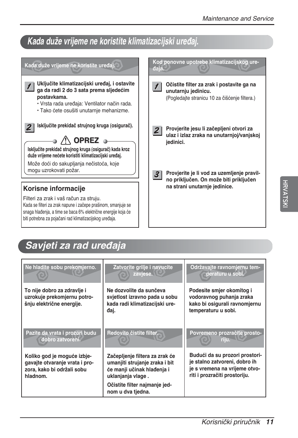 Oprez | LG ARNU24GSCL2 User Manual | Page 179 / 229