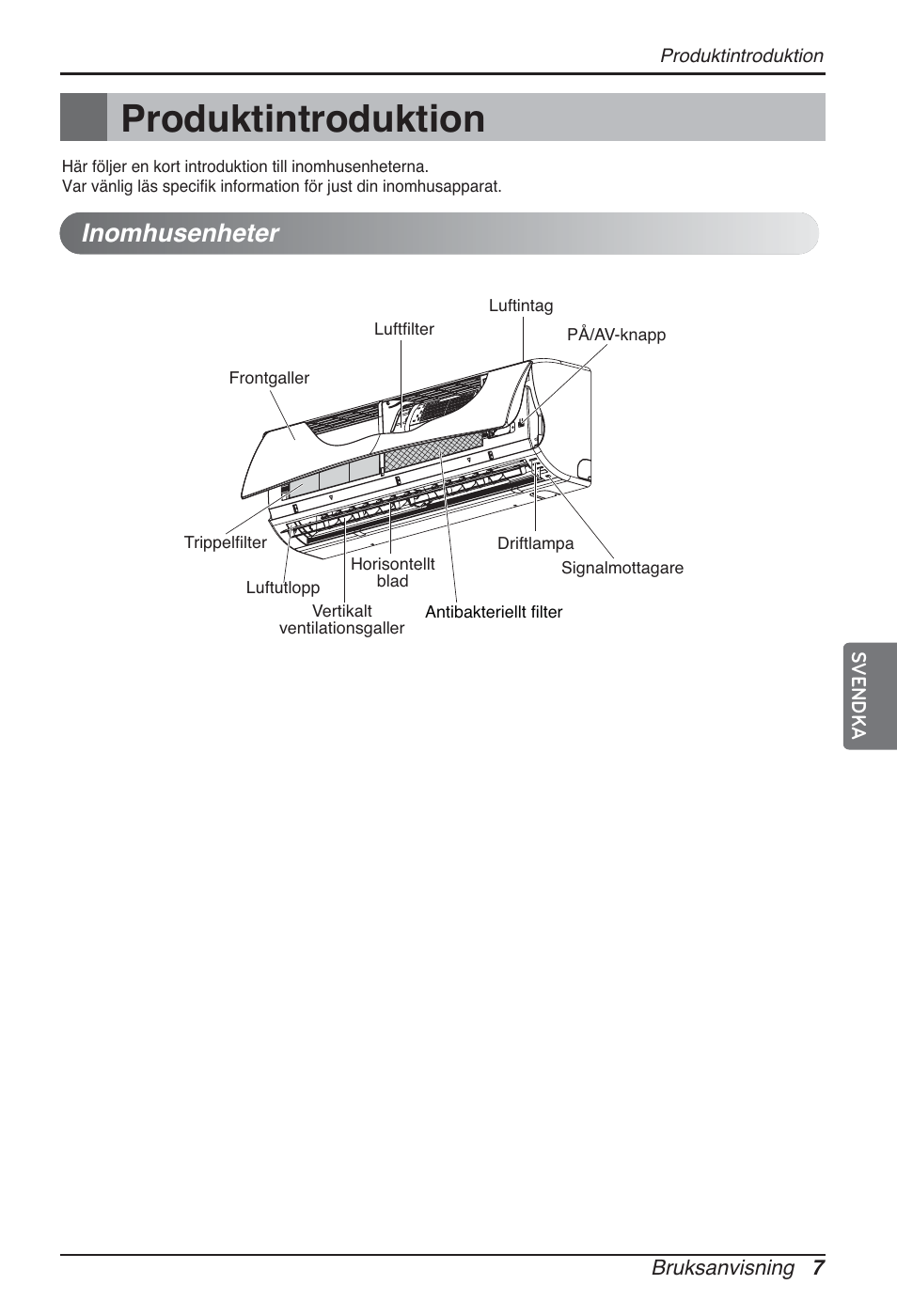 Produktintroduktion, Inomhusenheter | LG ARNU24GSCL2 User Manual | Page 187 / 229