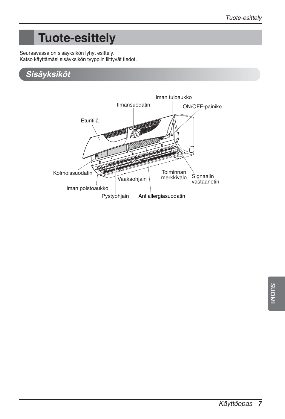 Tuote-esittely, Sisäyksiköt | LG ARNU24GSCL2 User Manual | Page 211 / 229
