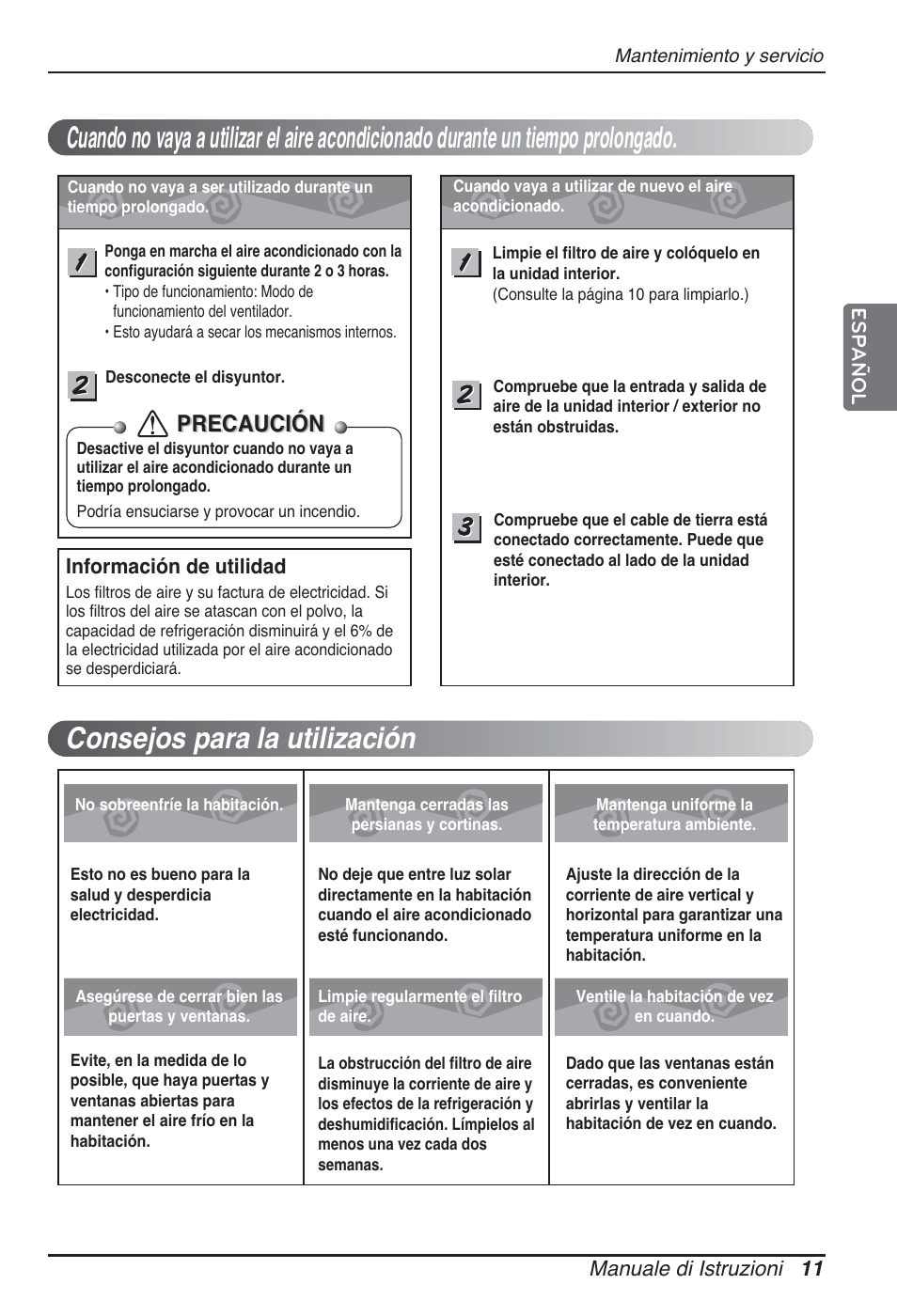 Precaución | LG ARNU24GSCL2 User Manual | Page 35 / 229