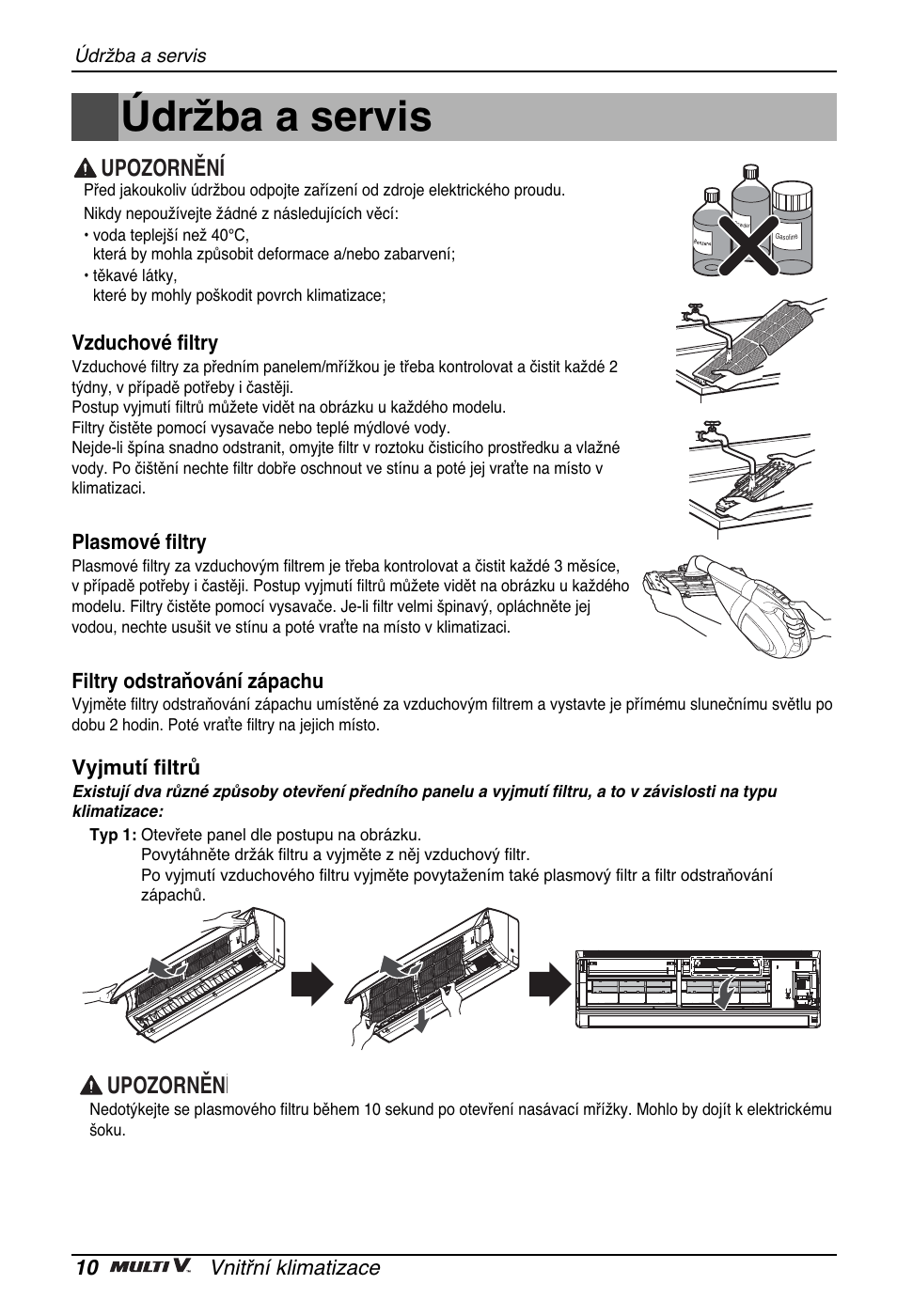 Údržba a servis, Upozornění | LG ARNU24GSCL2 User Manual | Page 82 / 229