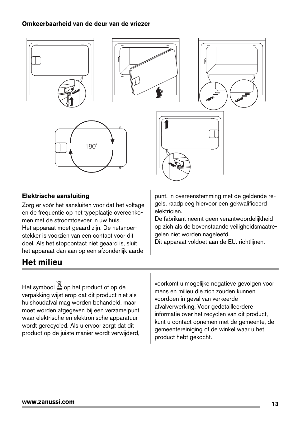 Het milieu | Zanussi ZRG716SW User Manual | Page 13 / 52