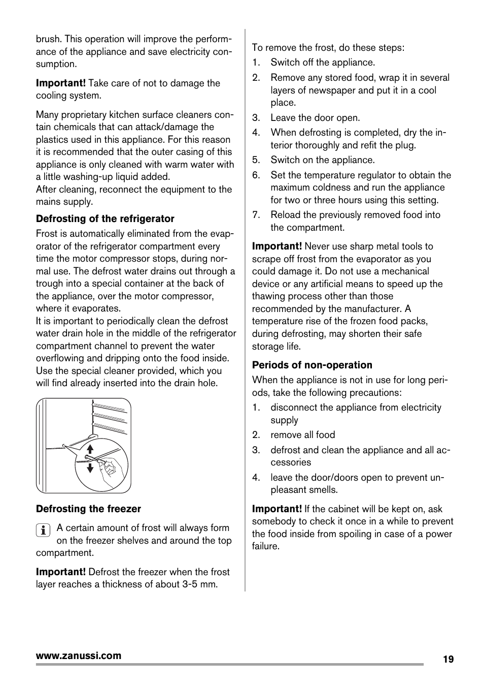 Zanussi ZRG716SW User Manual | Page 19 / 52