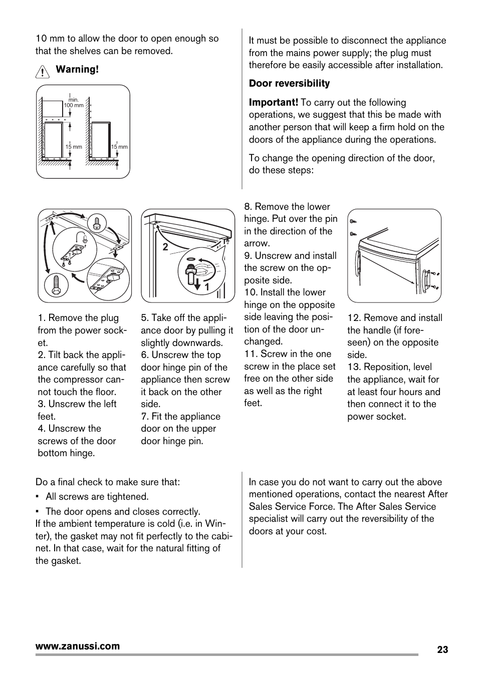 Zanussi ZRG716SW User Manual | Page 23 / 52