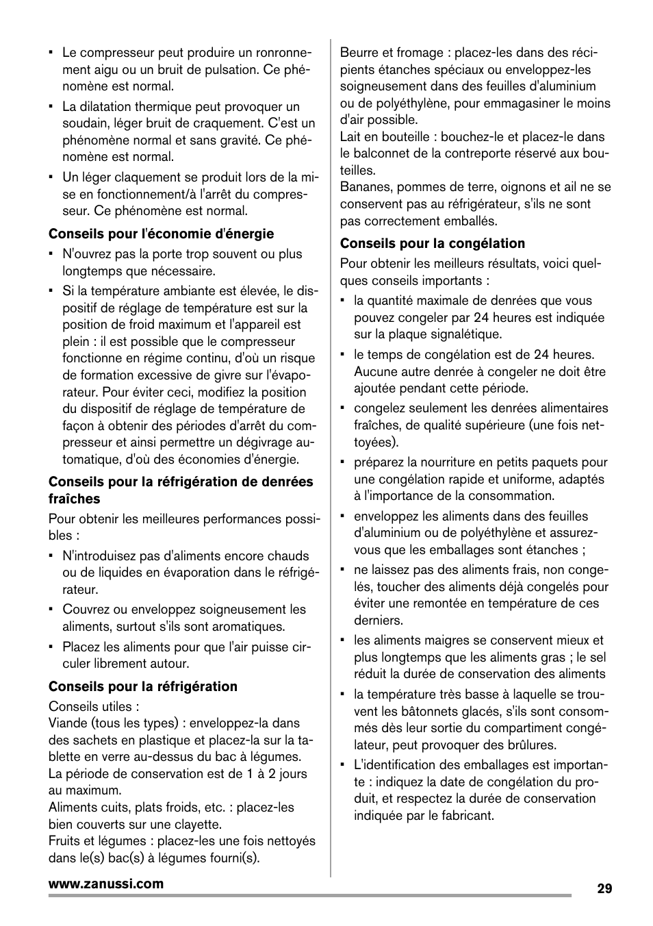 Zanussi ZRG716SW User Manual | Page 29 / 52