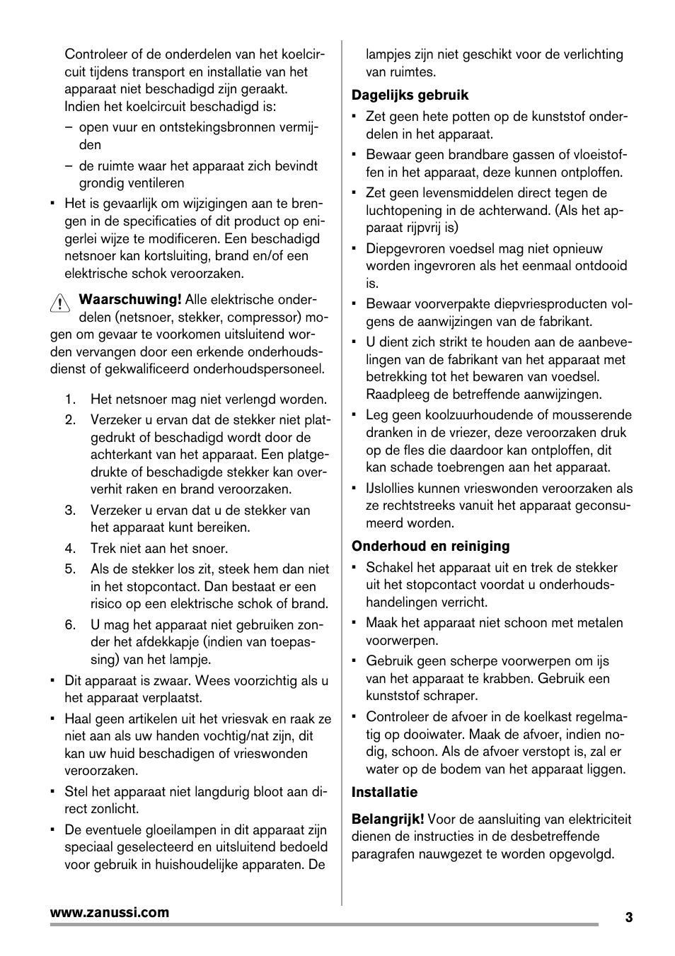 Zanussi ZRG716SW User Manual | Page 3 / 52