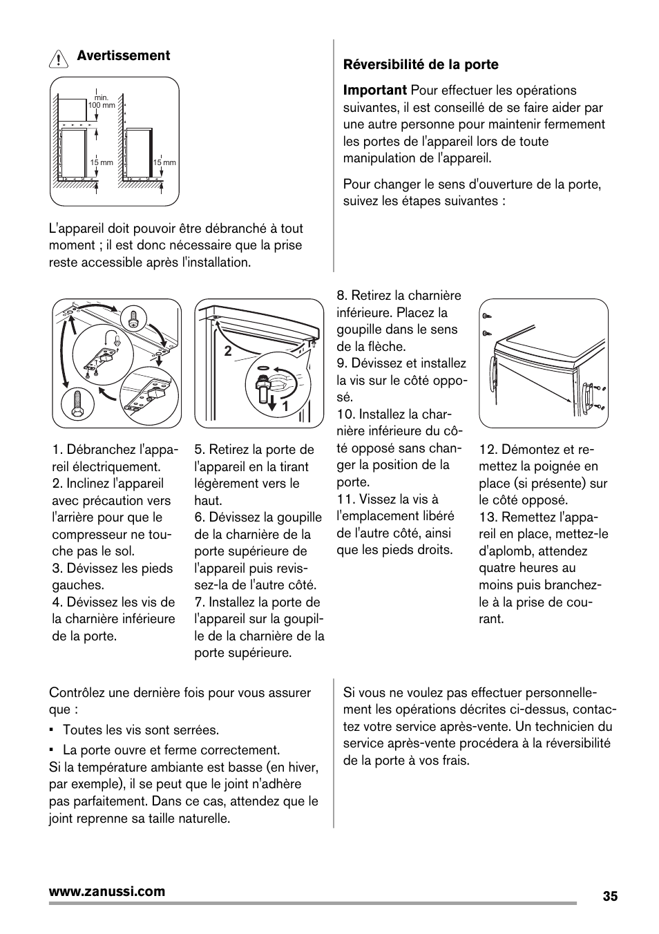 Zanussi ZRG716SW User Manual | Page 35 / 52