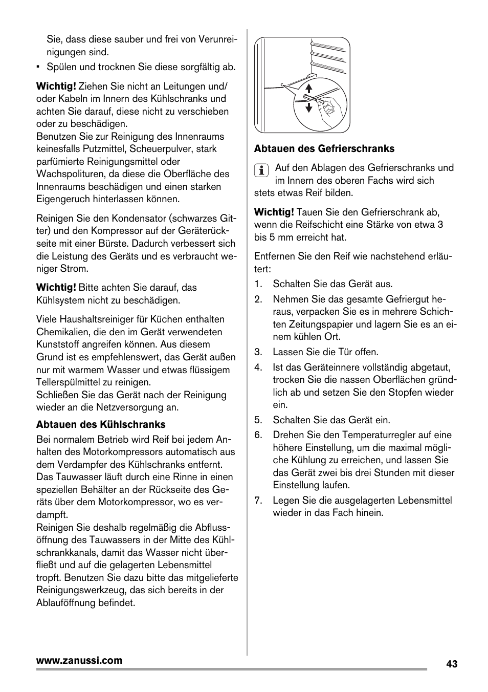 Zanussi ZRG716SW User Manual | Page 43 / 52