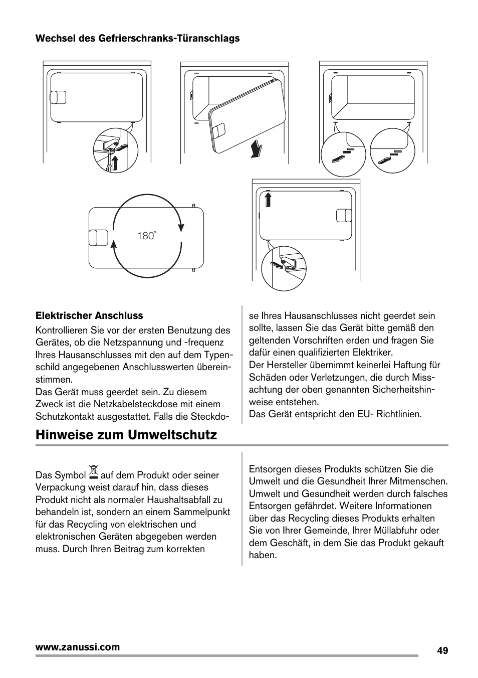 Hinweise zum umweltschutz | Zanussi ZRG716SW User Manual | Page 49 / 52