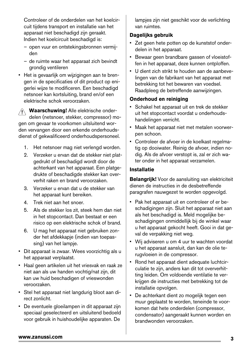 Zanussi ZRG718CW User Manual | Page 3 / 44
