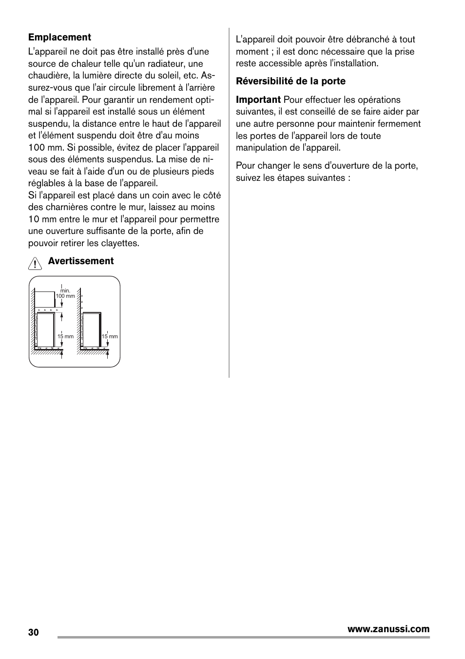 Zanussi ZRG718CW User Manual | Page 30 / 44