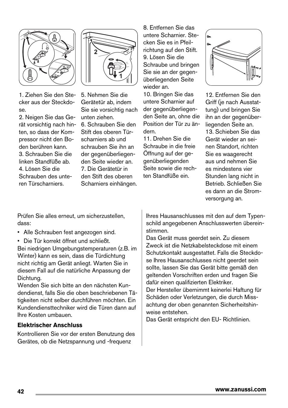 Zanussi ZRG718CW User Manual | Page 42 / 44