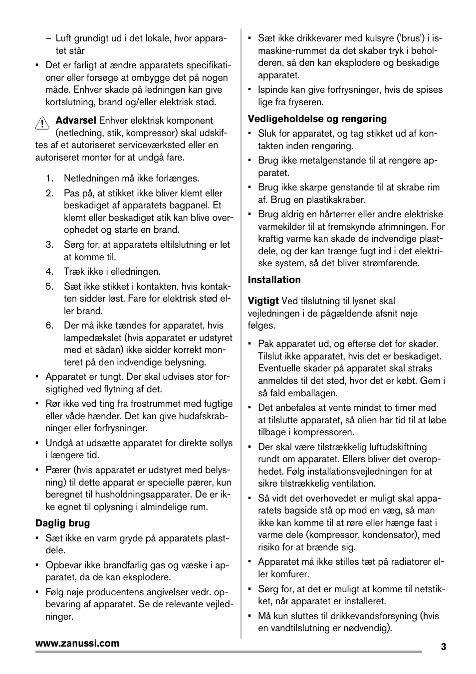 Zanussi ZRX407W User Manual | Page 3 / 52