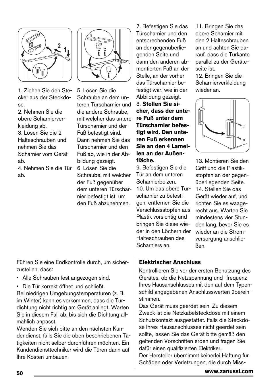 Zanussi ZRX407W User Manual | Page 50 / 52