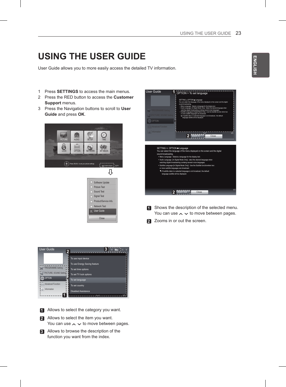 Using the user guide | LG 47LS5600 User Manual | Page 29 / 73