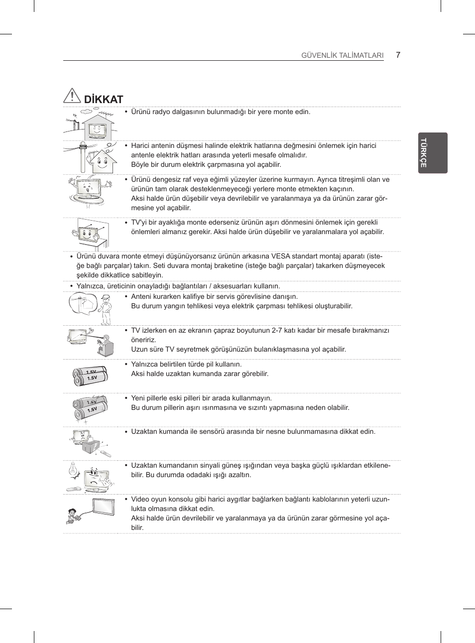 Dikkat | LG 47LS5600 User Manual | Page 37 / 73