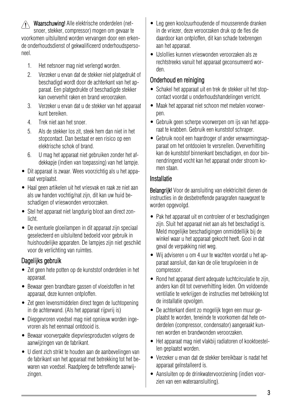 Zanussi ZFU420FW User Manual | Page 3 / 40