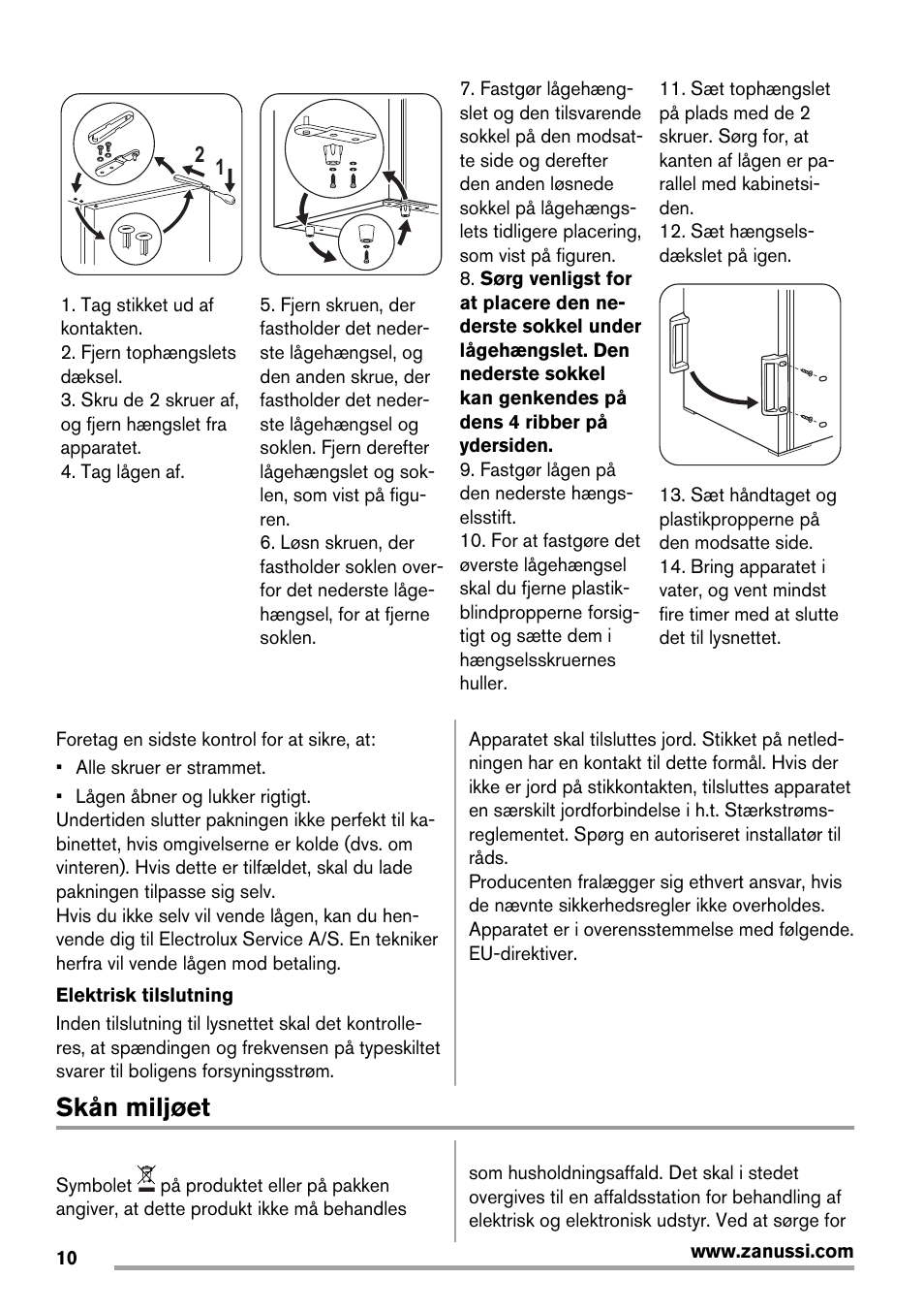 Skån miljøet | Zanussi ZFX405W User Manual | Page 10 / 56
