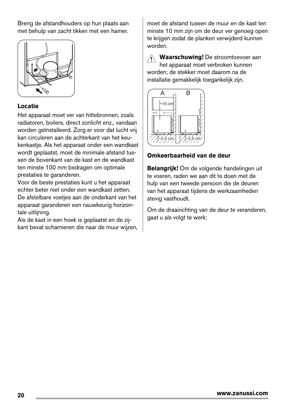 Zanussi ZFX405W User Manual | Page 20 / 56