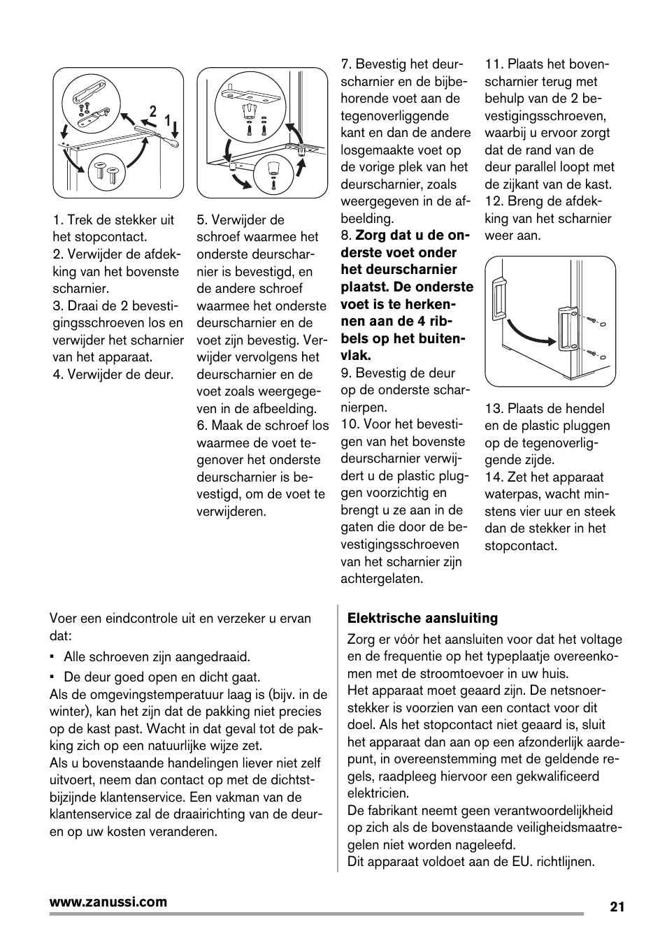 Zanussi ZFX405W User Manual | Page 21 / 56