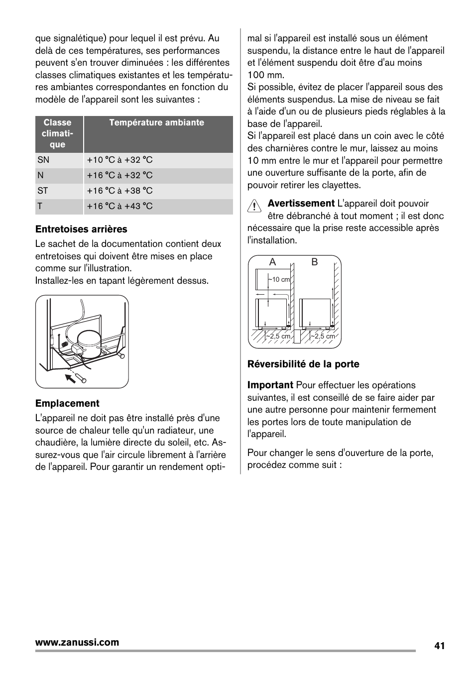 Zanussi ZFX405W User Manual | Page 41 / 56