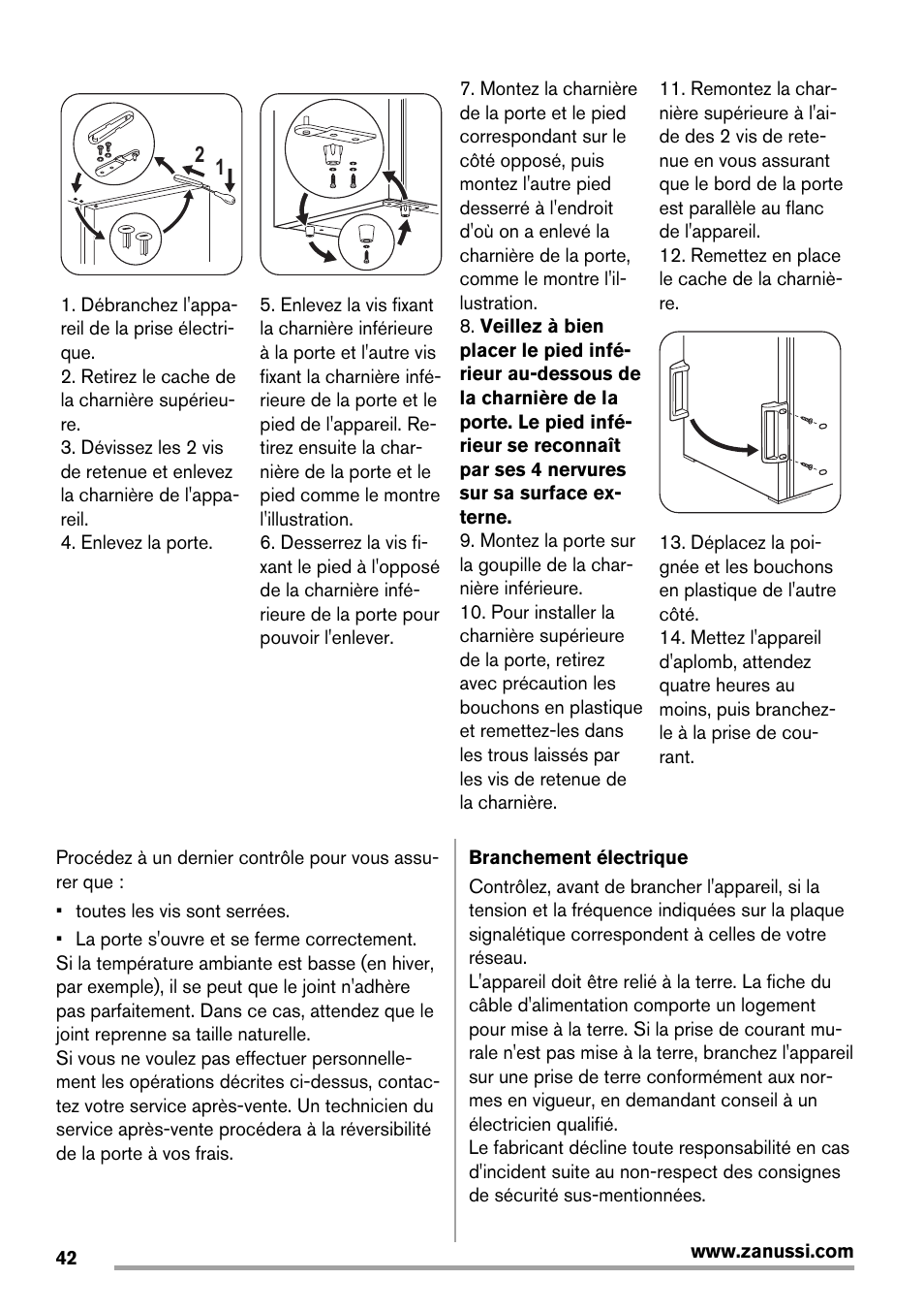 Zanussi ZFX405W User Manual | Page 42 / 56