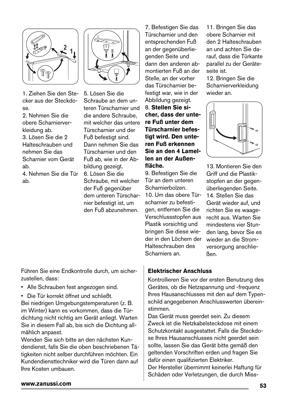Zanussi ZFX405W User Manual | Page 53 / 56