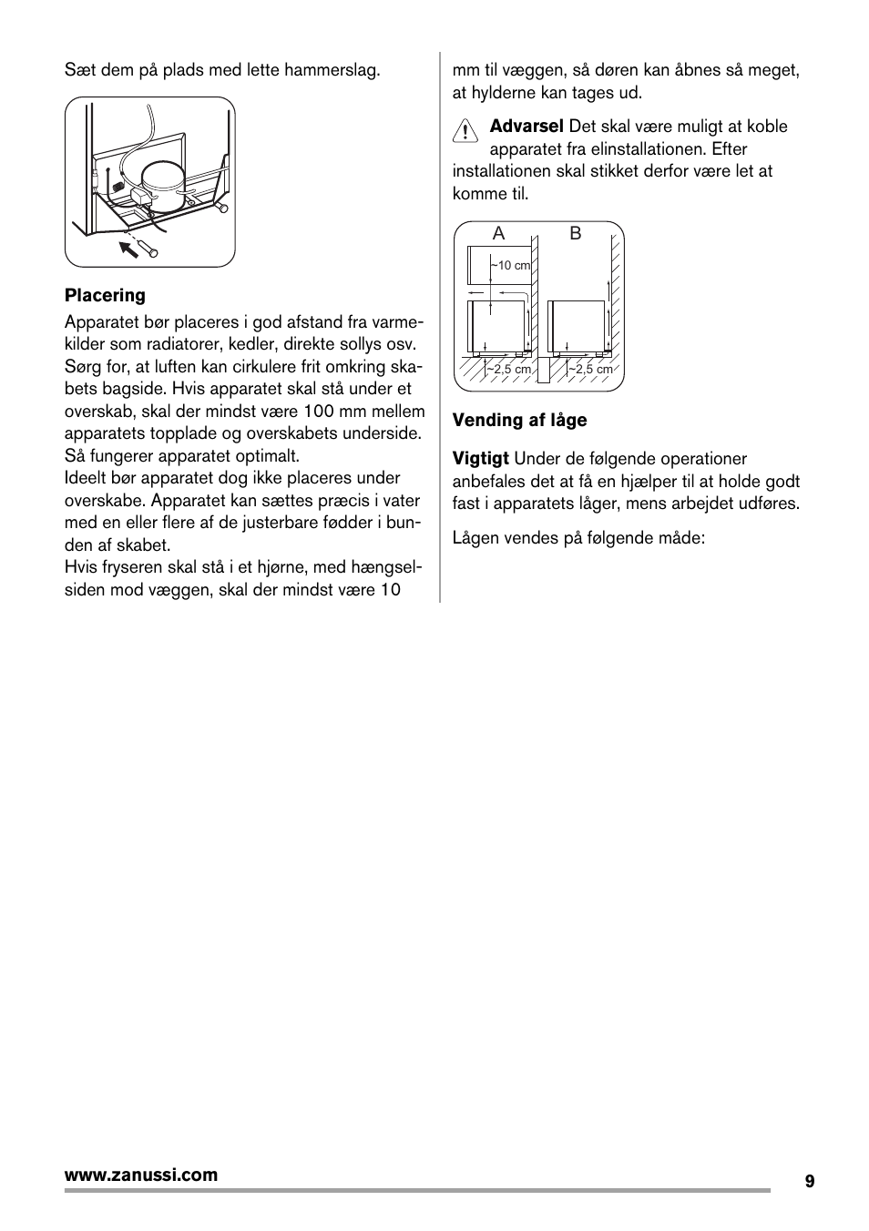 Zanussi ZFX405W User Manual | Page 9 / 56