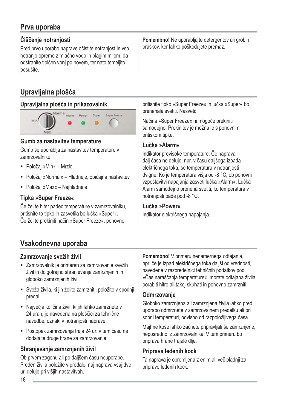 3uydxsruded, 8sudyomdoqdsorãþd, 9vdnrgqhyqdxsruded | Zanussi ZFU219WO User Manual | Page 18 / 104