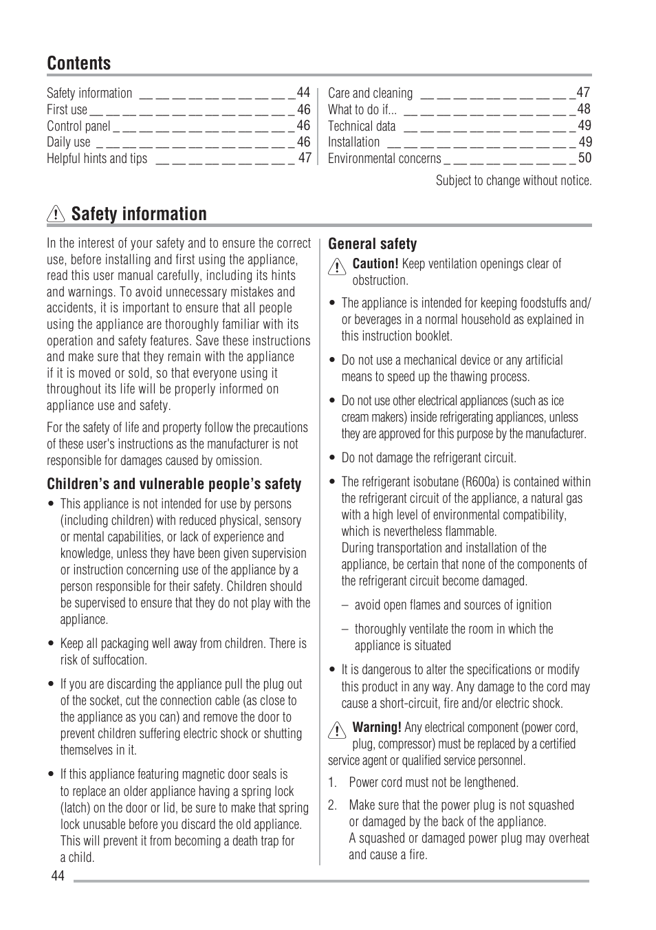 Zanussi ZFU219WO User Manual | Page 44 / 104