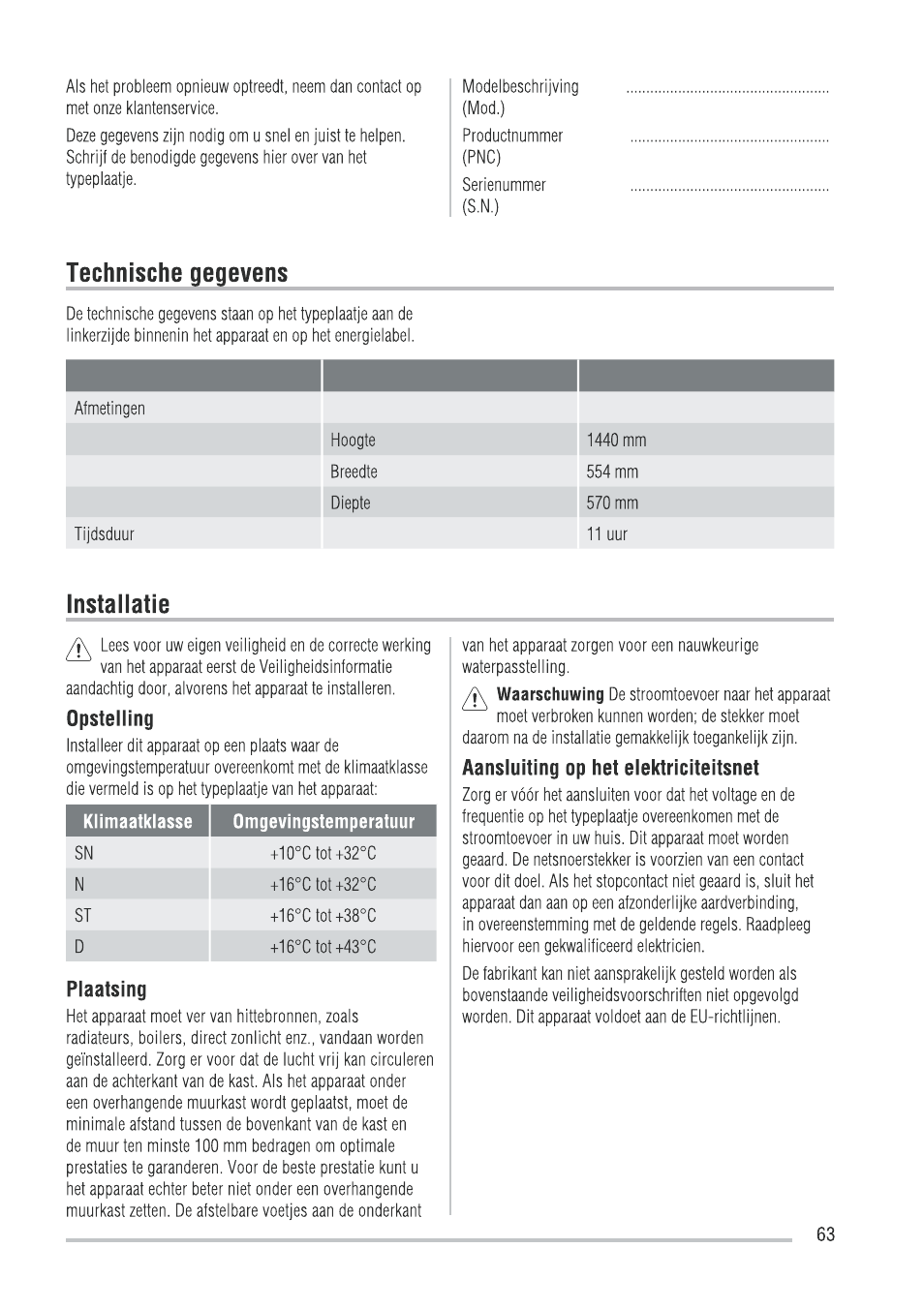 Zanussi ZFU219WO User Manual | Page 63 / 104