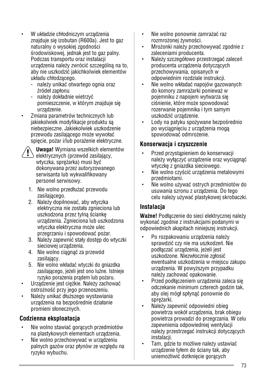 Zanussi ZFU219WO User Manual | Page 73 / 104