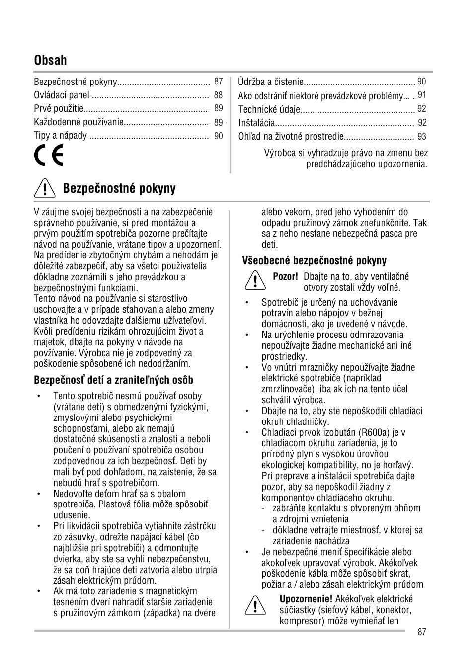 Zanussi ZFU219WO User Manual | Page 87 / 104